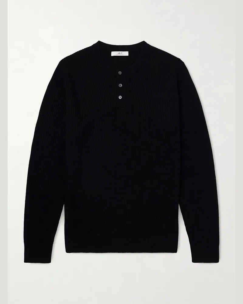 MR P. Ribbed Wool and Cashmere Henley Sweater Black