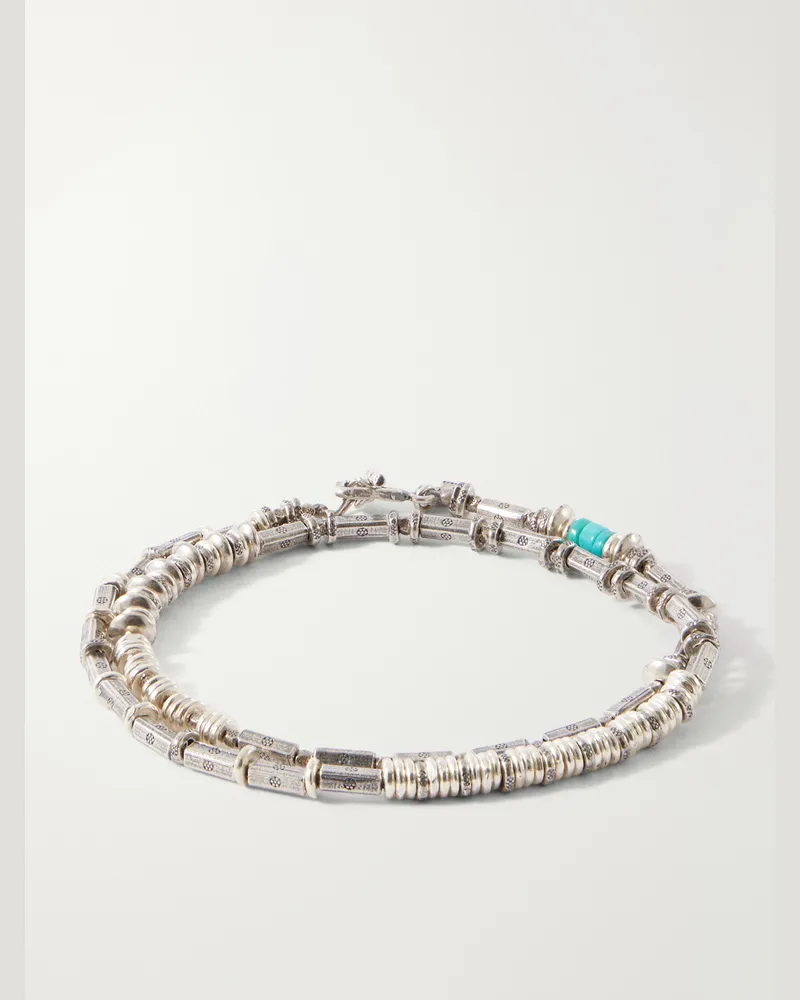 Peyote Bird Patina Wrap Sterling Silver and Turquoise Bracelet Silver