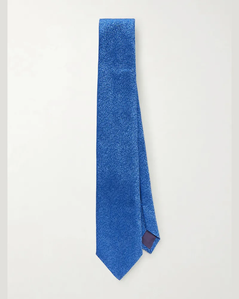 Charvet 8.5cm Silk-Jacquard Tie Blue