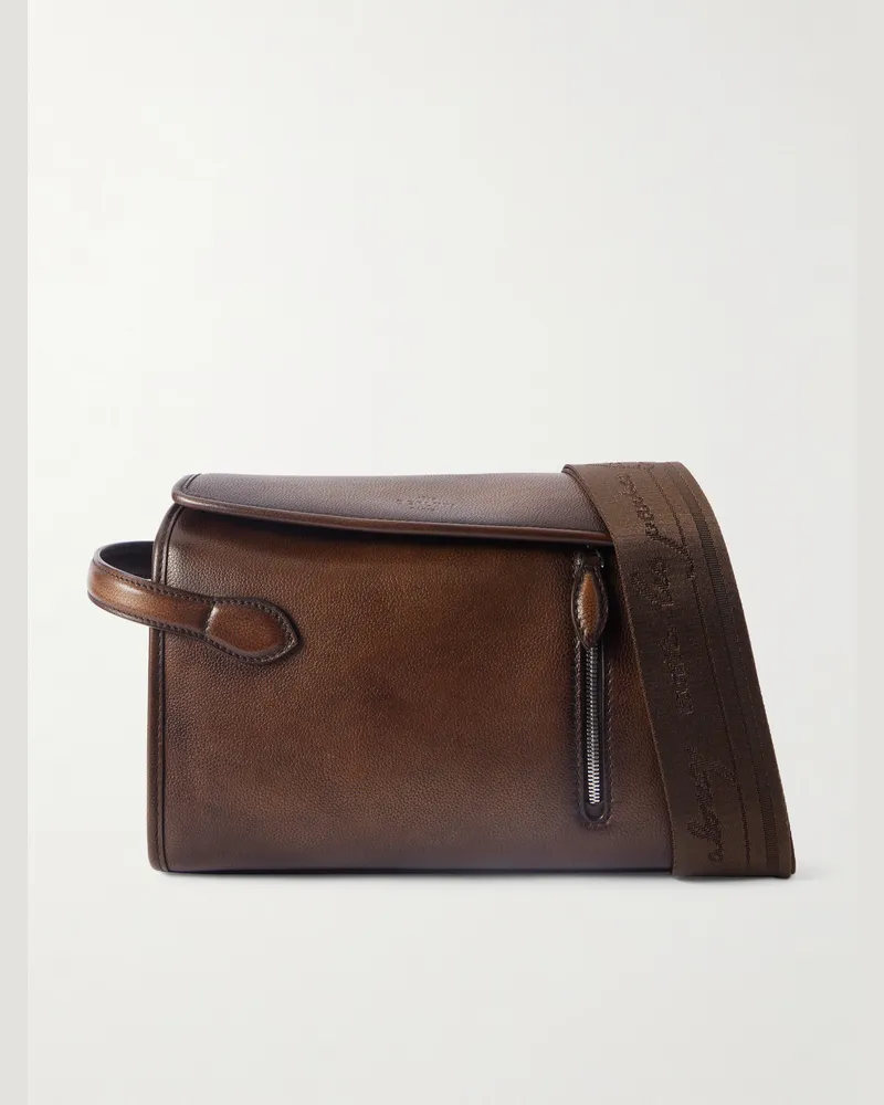 Berluti Morning On Strap Umhängetasche aus Venezia-Leder Braun