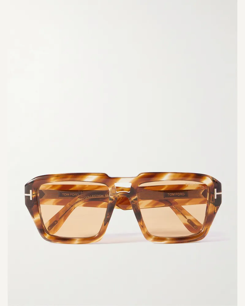 Tom Ford Sonnenbrille mit eckigem Rahmen aus Azetat in Schildpattoptik Horn