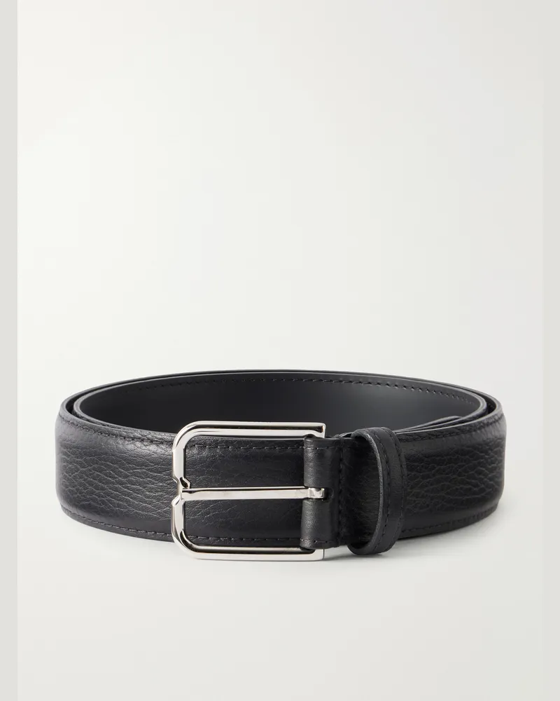 Berluti 3.5 cm Full-Grain Leather Belt Black