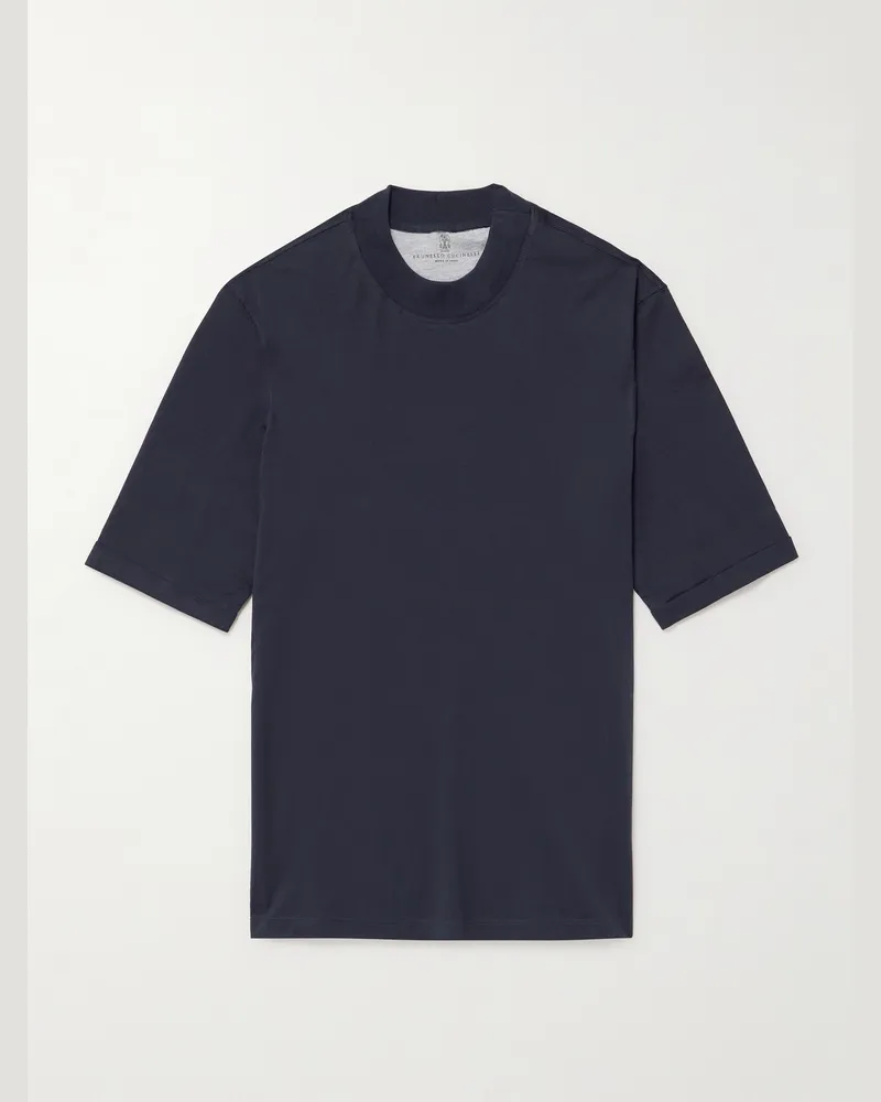 Brunello Cucinelli Cotton-Jersey T-Shirt Blue