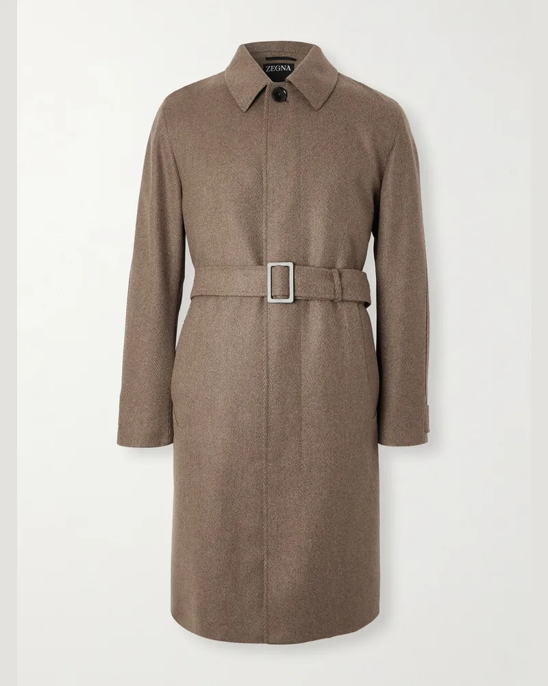 Ermenegildo Zegna Belted Oasi Cashmere Coat Neutrals
