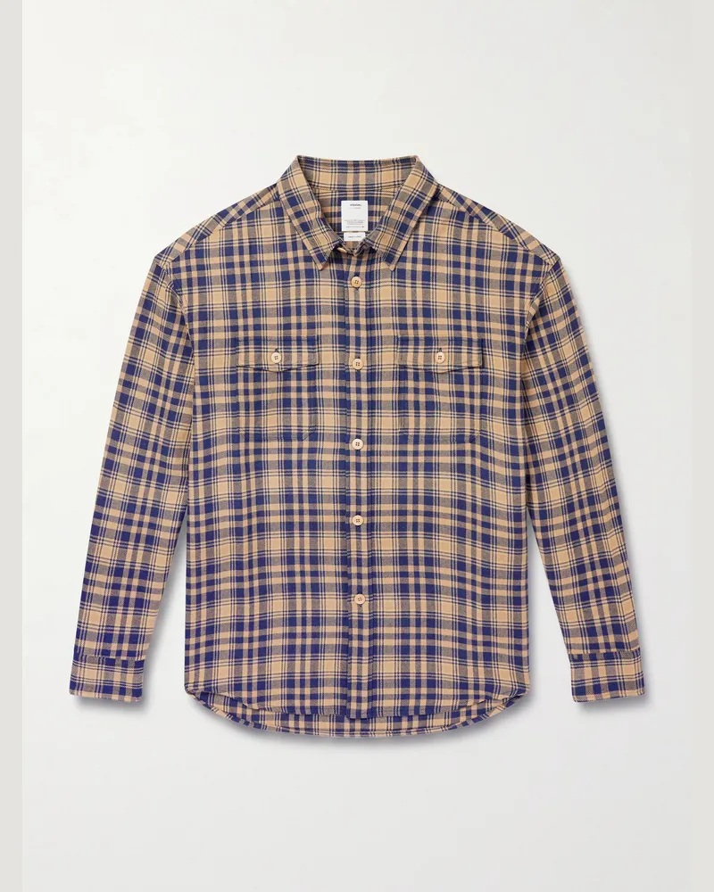 Visvim Lumber Hemd aus kariertem Twill aus einer Woll-Leinenmischung Braun
