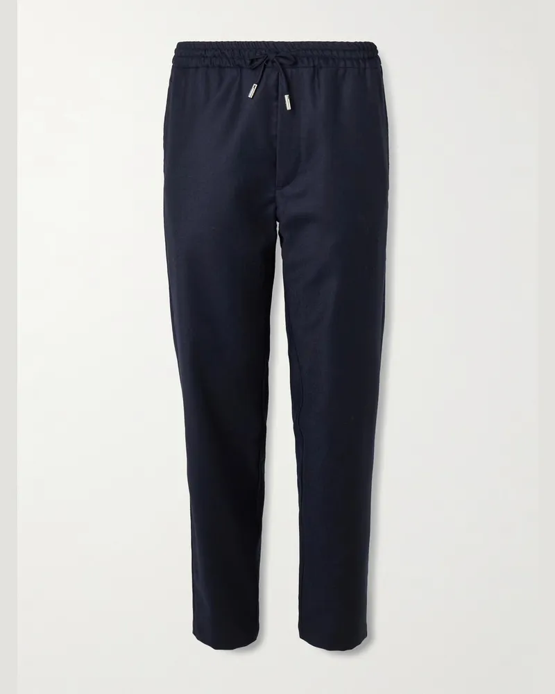 MR P. James Slim-Fit Wool-Flannel Drawstring Suit Trousers Blue