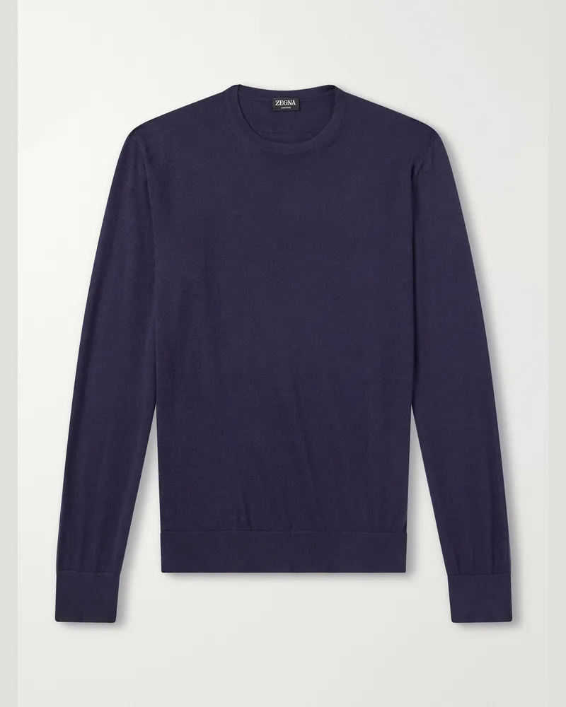 Ermenegildo Zegna Cashmere and Silk-Blend Sweater Blue