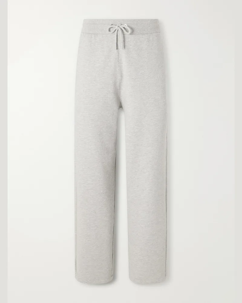 AMI Paris Straight-Leg Cotton-Blend Jersey Sweatpants Gray