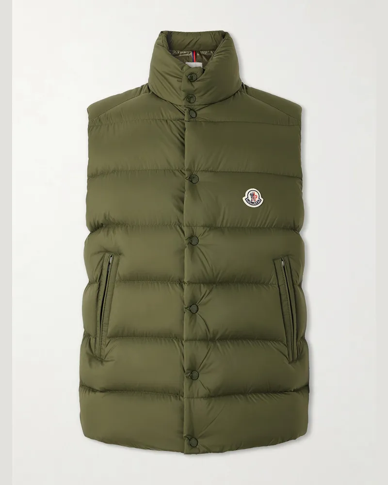 Moncler Tibb Logo-Appliquéd Quilted Shell Down Gilet Green