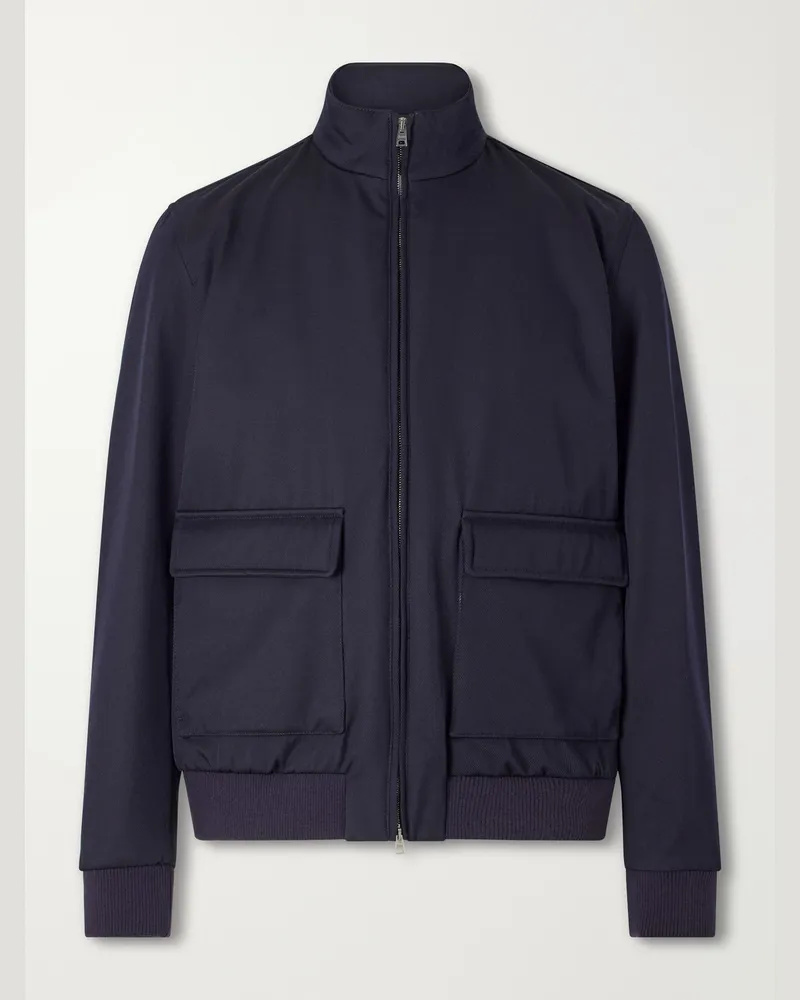 Herno Virgin Wool-Twill Bomber Jacket Blue