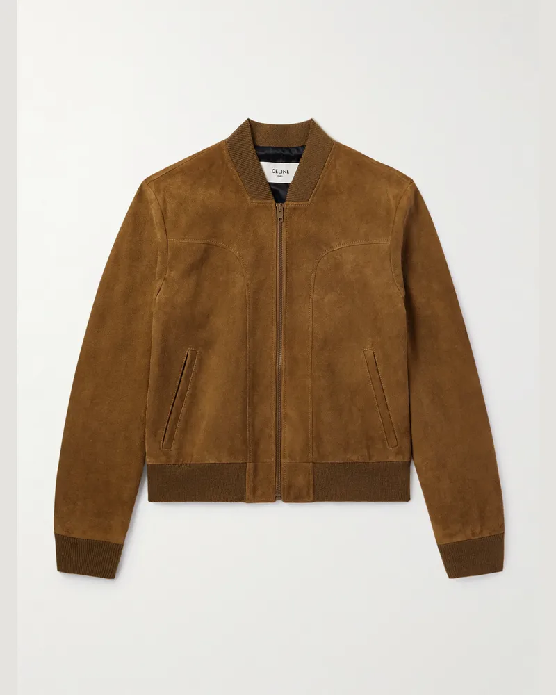 Celine Bomberjacke aus Veloursleder Braun