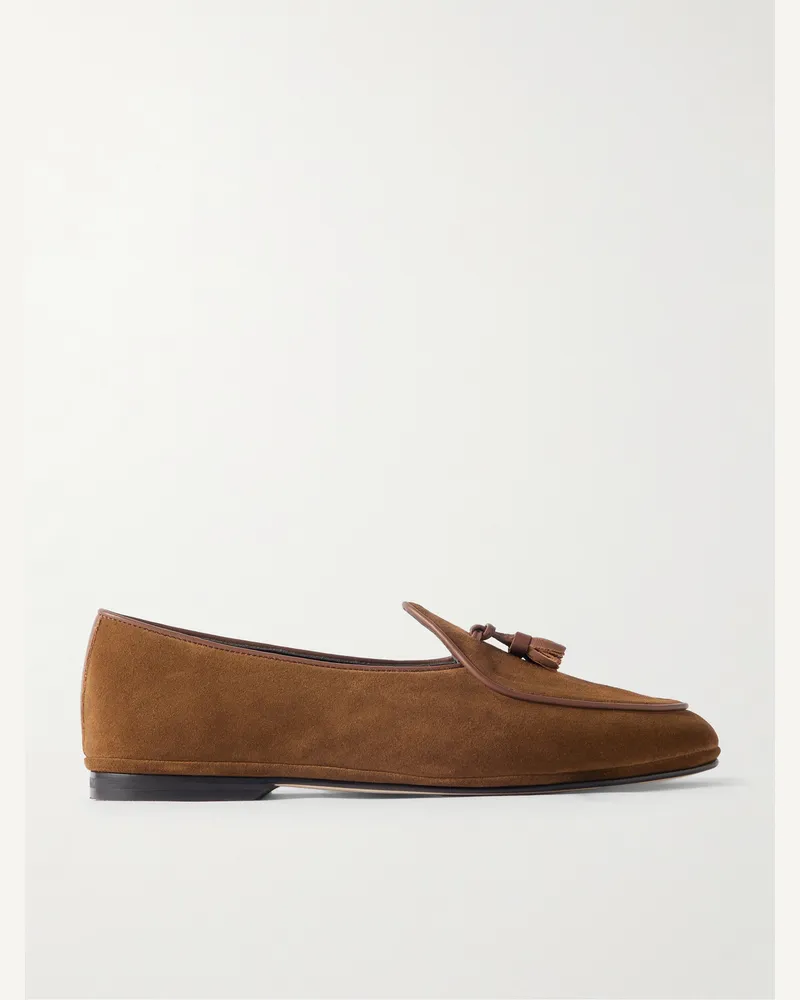 Rubinacci Marphy Loafers aus Veloursleder mit Ledereinfassung und Troddeln Braun