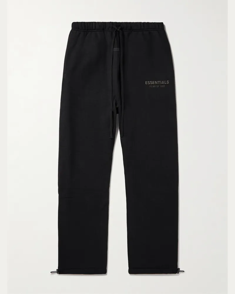 Fear of God Gerade geschnittene Jogginghose aus Jersey aus einer Baumwollmischung mit Logoapplikation Schwarz