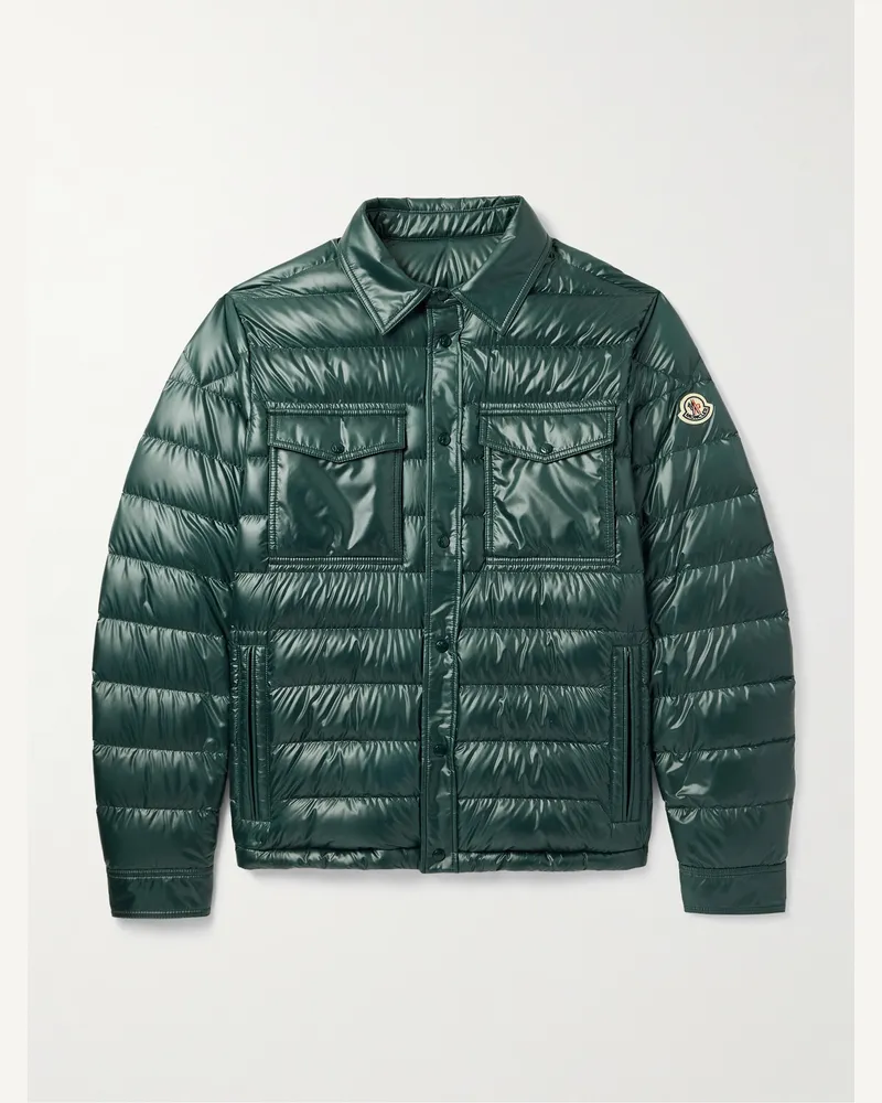 Moncler Chambly Daunenjacke aus gestepptem Shell mit Logoapplikation Grün