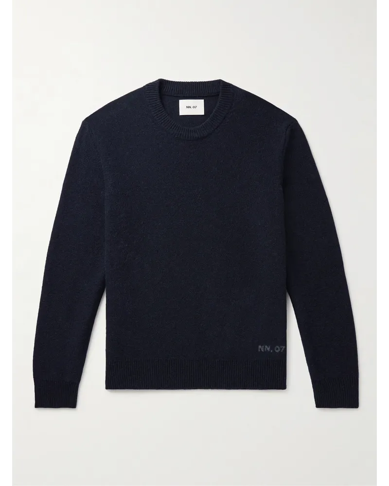 NN 07 Nigel 6585 Pullover aus einer recycelten Wollmischung Blau