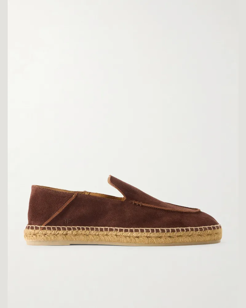 Tom Ford Finn Collapsible-Heel Suede Espadrilles Brown