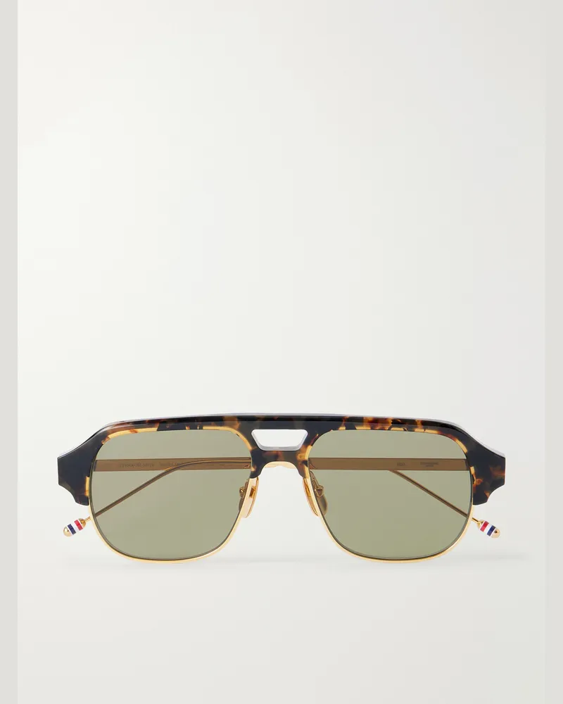 Thom Browne Aviator-Style Tortoiseshell Acetate and Titanium Sunglasses Gold