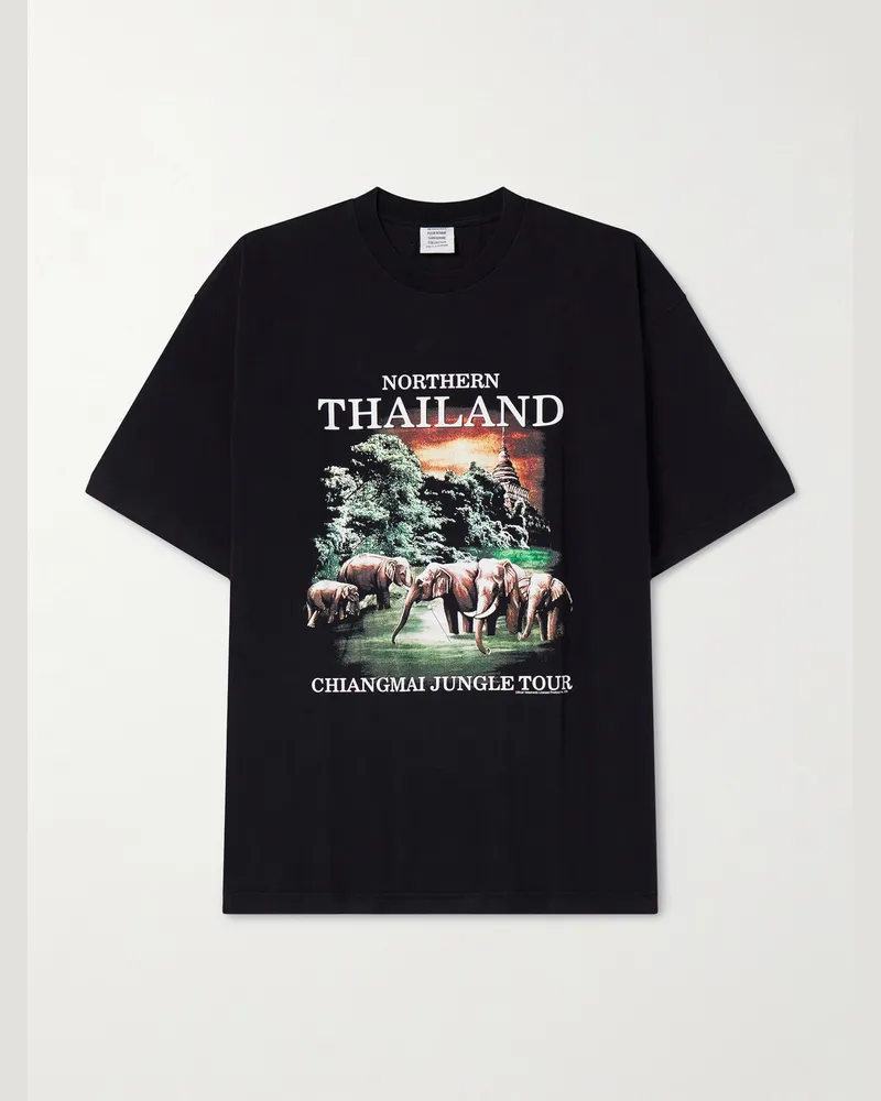 VETEMENTS Thailand Tourist Oversized Cotton-Jersey T-Shirt Black
