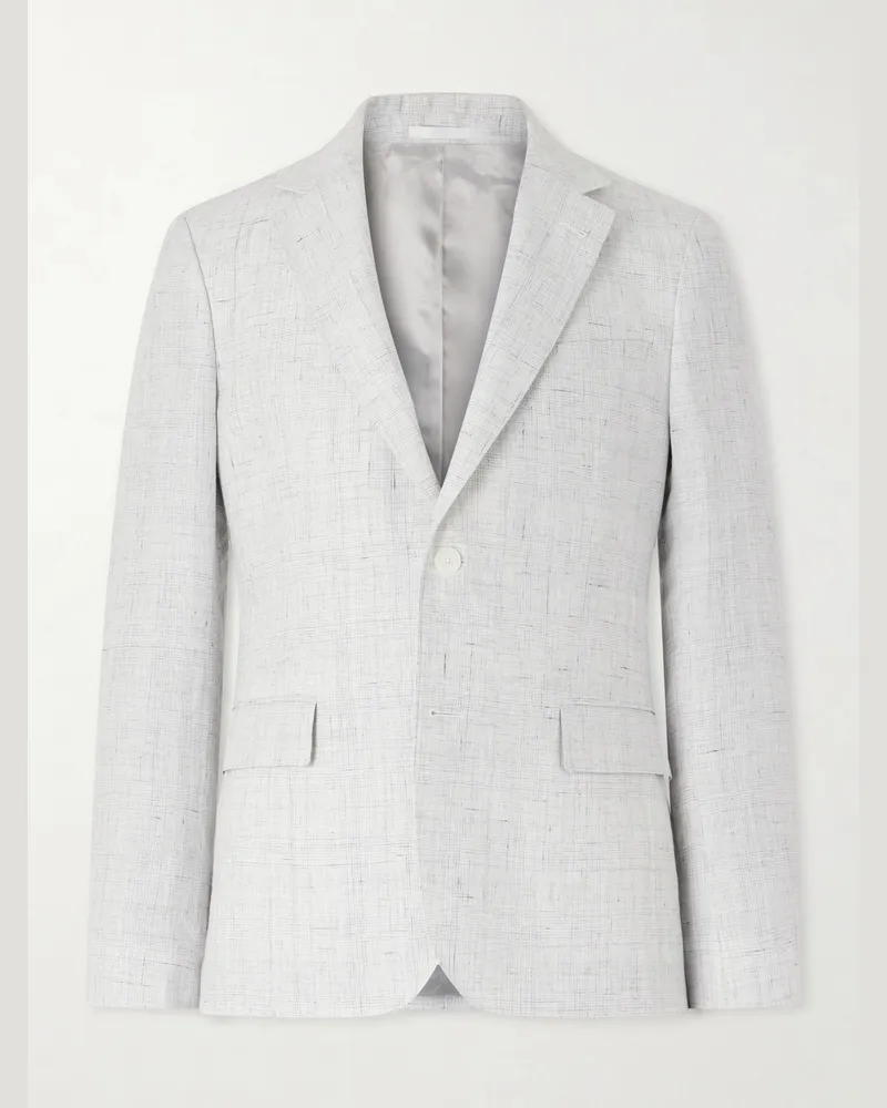 MR P. Delave Linen Check Suit Jacket Gray