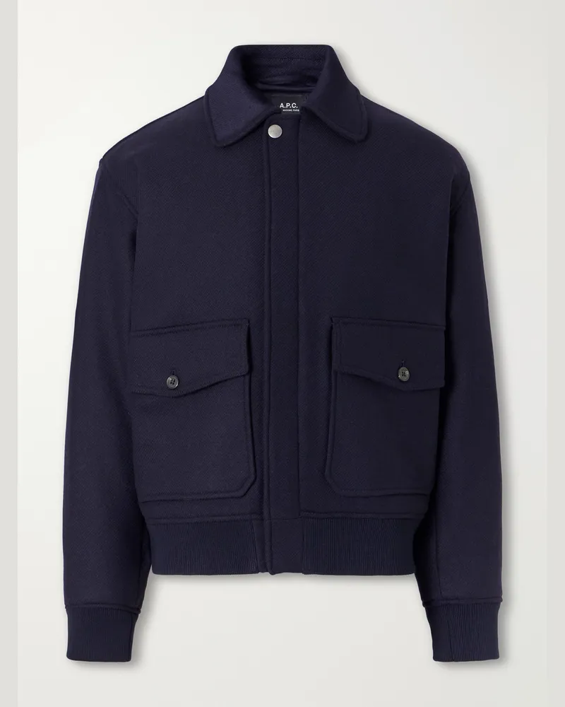 A.P.C. Charlie Wool-Blend Twill Blouson Jacket Blue