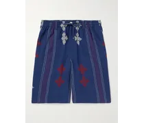 Kobe Shorts aus Baumwolle mit Streifen und Stickereien