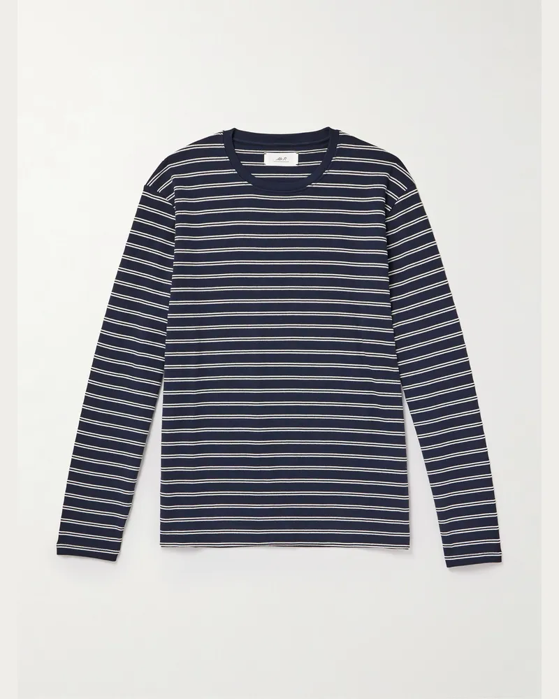 MR P. Striped Cotton-Jersey T-Shirt Blue