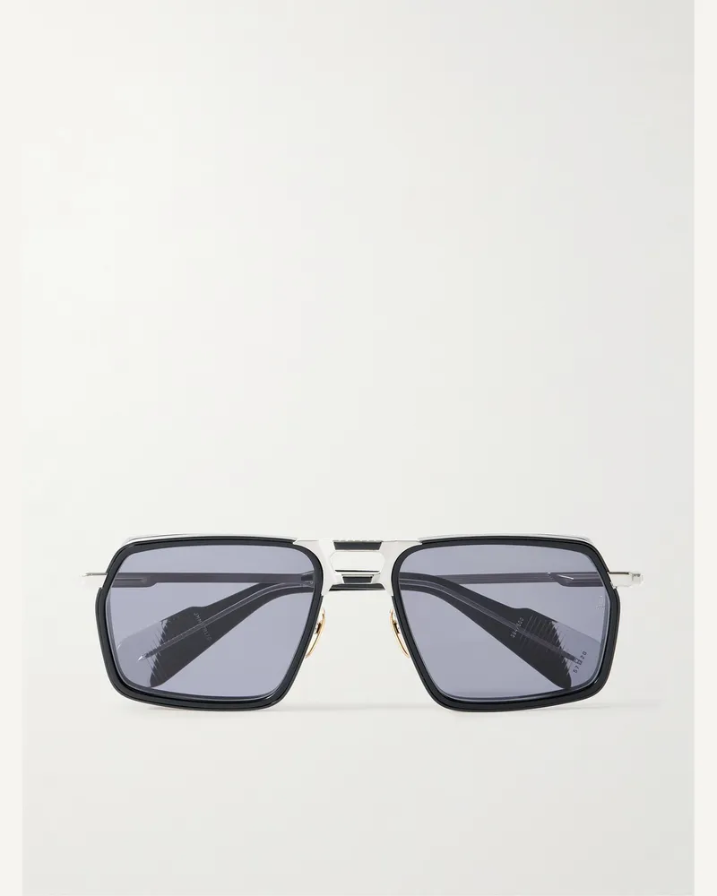 Jacques Marie Mage GT-R Pilotensonnenbrille aus Titan und Azetat Silber