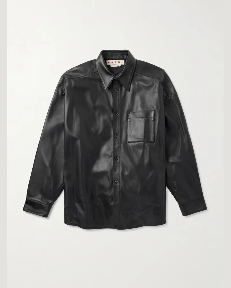 Marni Lederjacke Schwarz