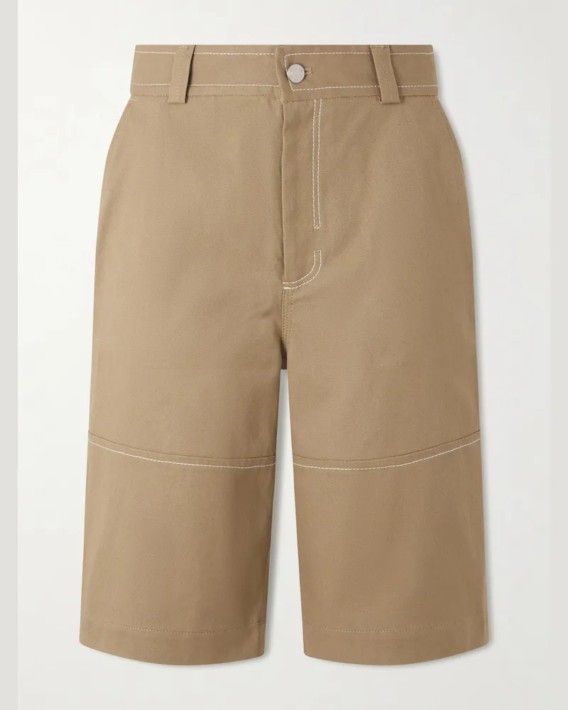 AMI Paris Worker Cotton-Canvas Bermuda Shorts Neutrals