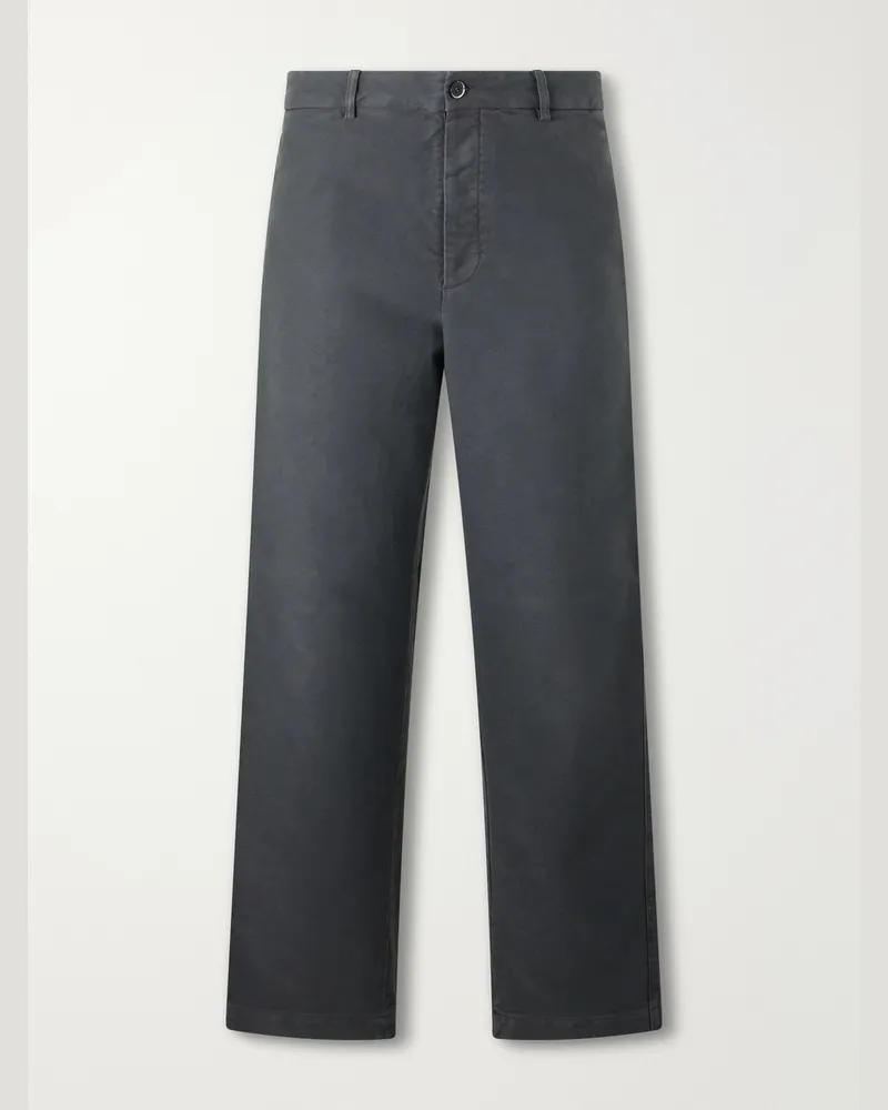 BARENA Straight-Leg Cotton-Satin Trousers Gray