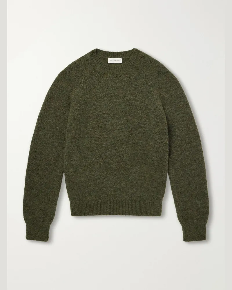 Dries van Noten Brushed Alpaca-Blend Sweater Green