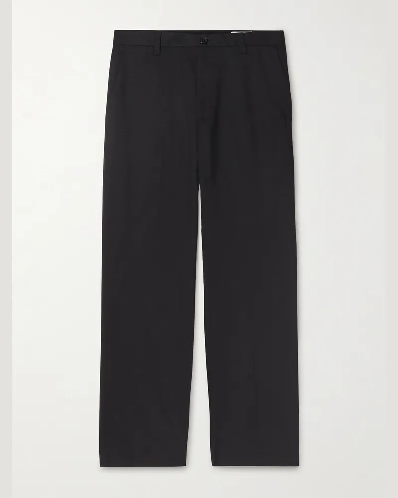 NN 07 Paw 1089 gerade geschnittene Hose aus Twill aus einer Baumwollmischung Schwarz