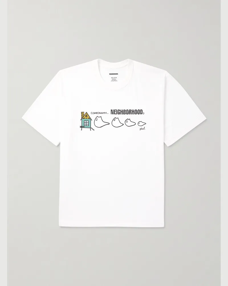 Neighborhood T-Shirt aus Baumwoll-Jersey mit Print Weiß