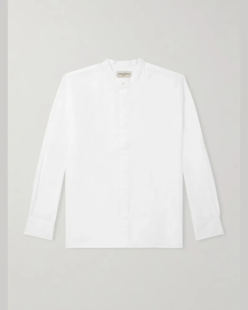 Officine Generale Gaston Hemd aus Baumwollpopeline mit Stehkragen Weiß