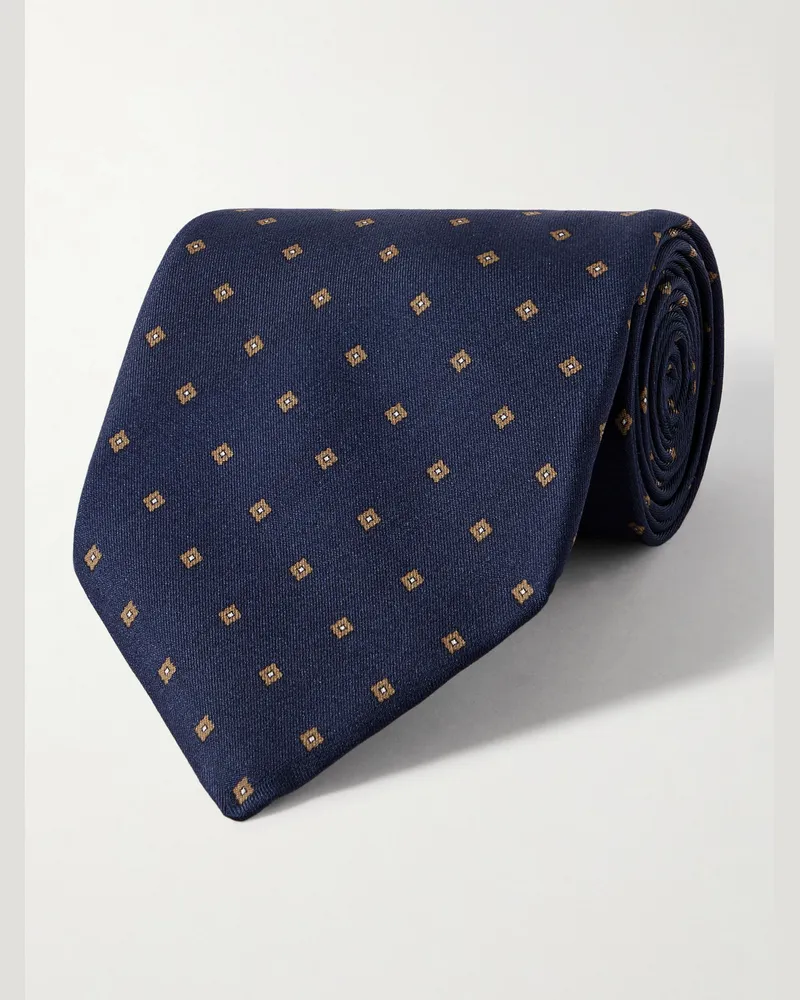 Dunhill Krawatte aus Seiden-Jacquard mit Punkten, 9,5 cm Blau