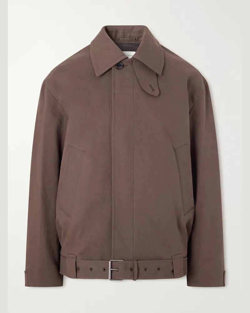 Dries van Noten Belted Cotton-Blend Gabardine Blouson Jacket Brown