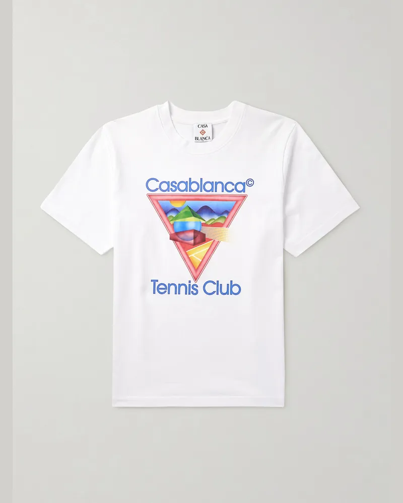 Casablanca Paris Tennis Club T-Shirt aus Baumwoll-Jersey mit Logoprint Weiß