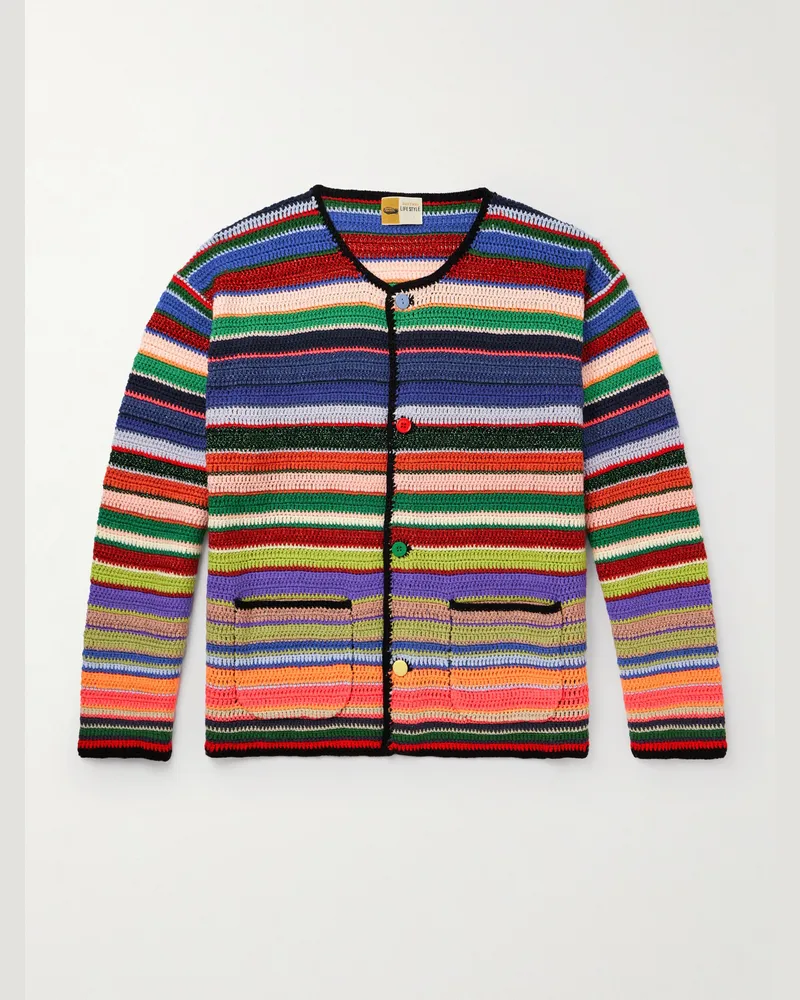 SAINT MXXXXXX LASTMAN Striped Knitted Cardigan Blue