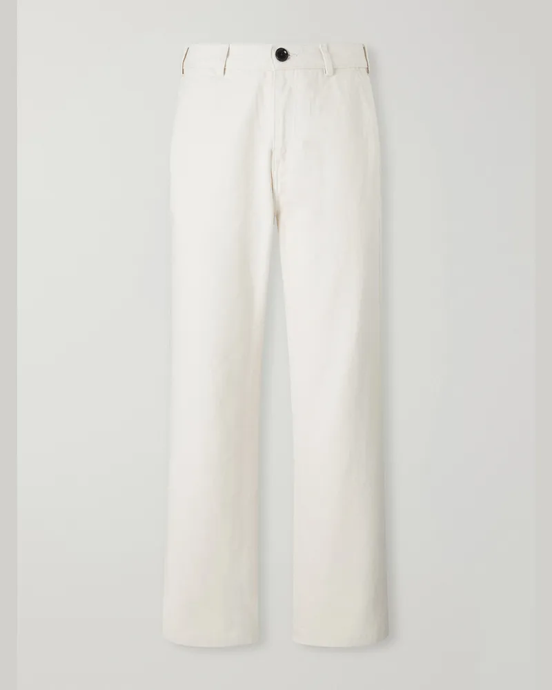 Oliver Spencer Straight-Leg Organic Cotton-Twill Trousers Neutrals