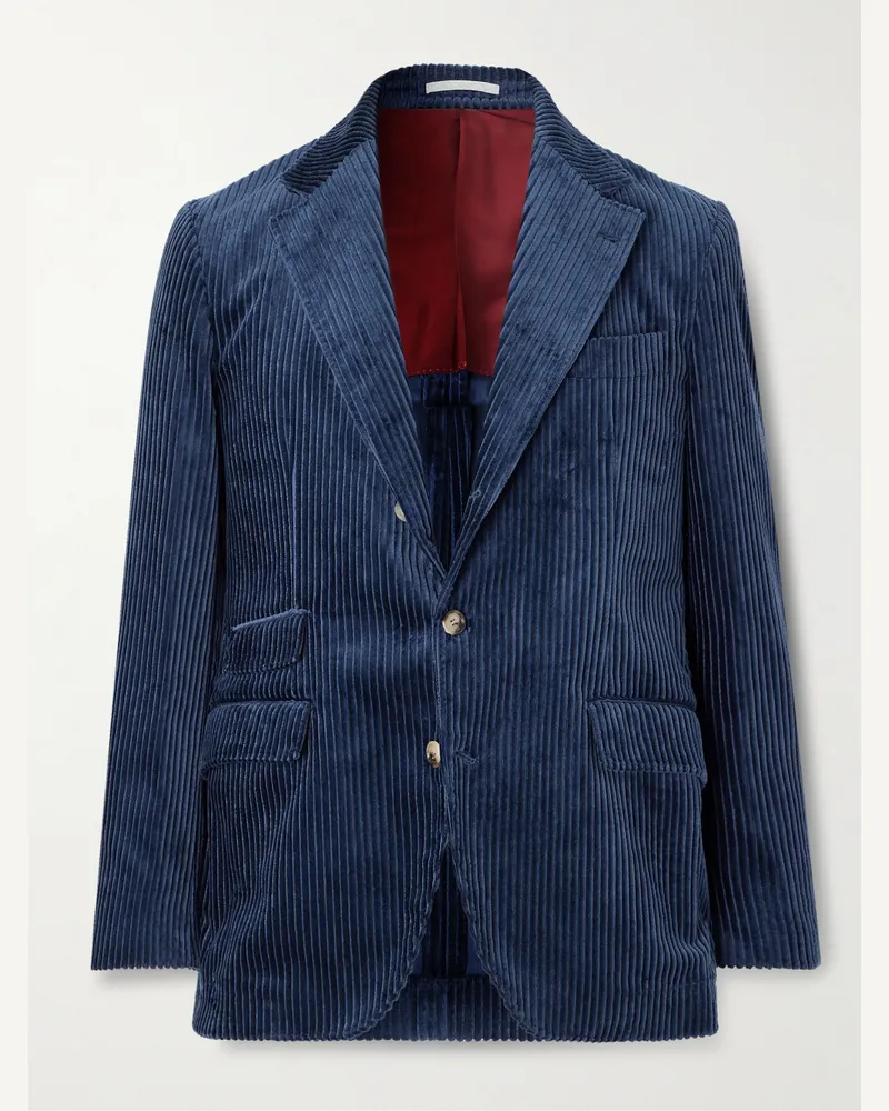 Brunello Cucinelli Sakko aus Baumwollcord Blau