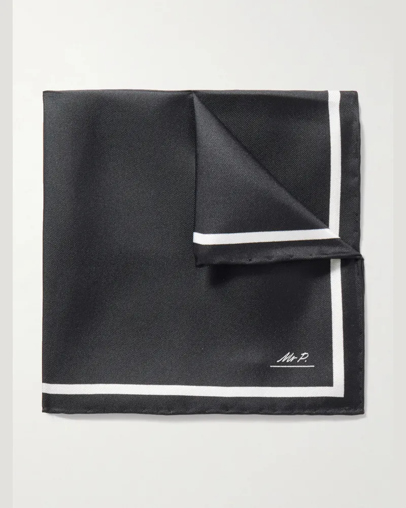 MR P. Silk-Satin Pocket Square Black
