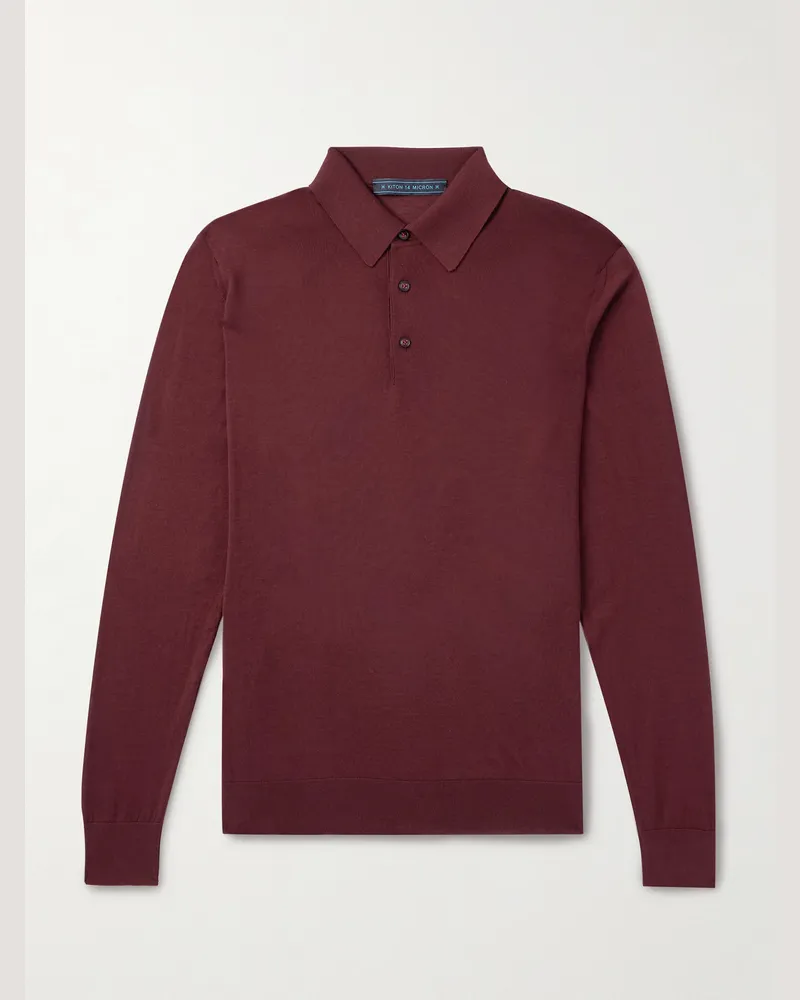 Kiton Pullover aus Wolle mit Polokragen Rot