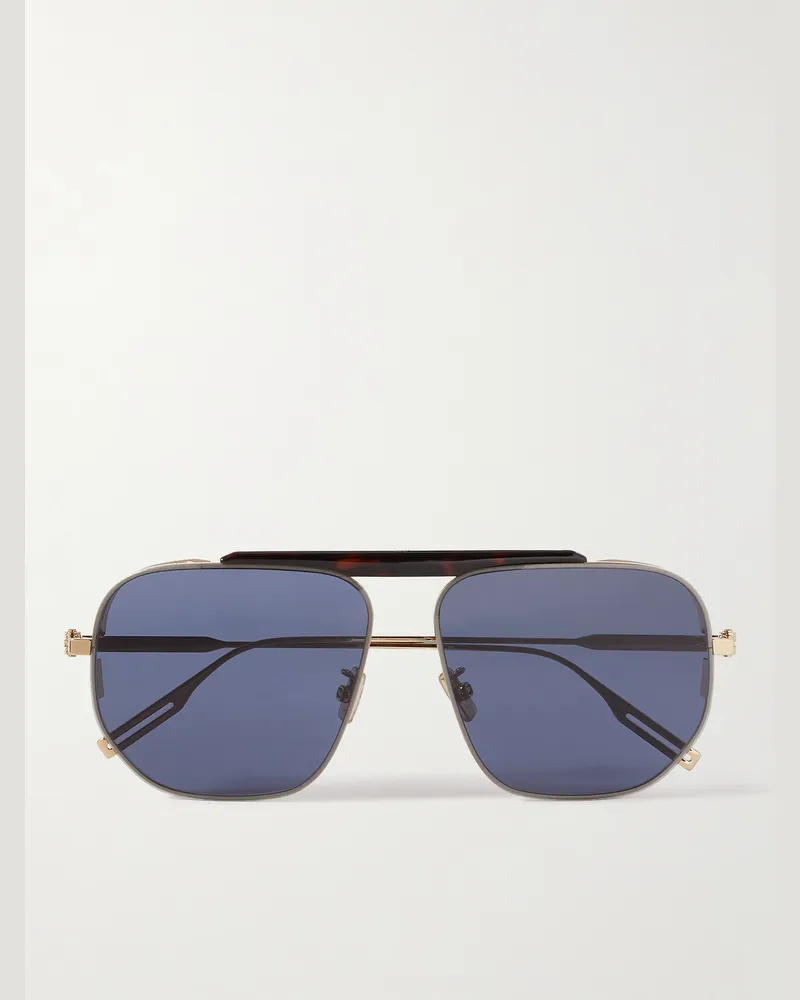 Dior NeoDior goldfarbene Pilotensonnenbrille mit Details aus Azetat in Schildpattoptik Horn