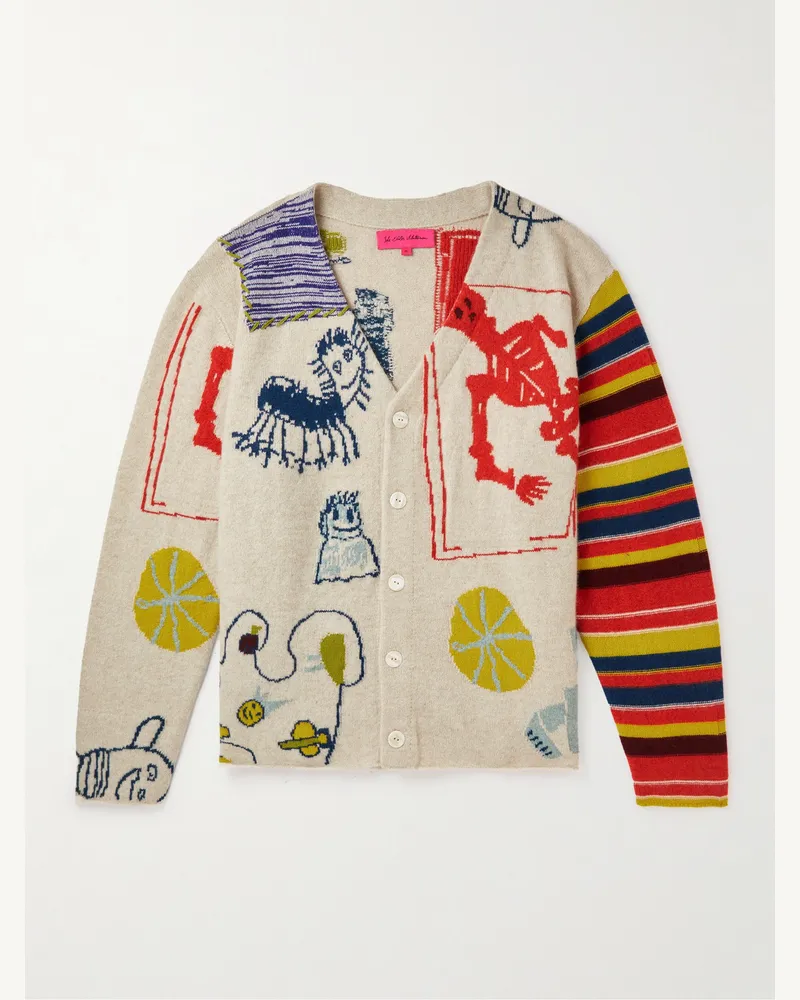 The Elder Statesman Wild Dreams Cardigan aus Jacquard-Strick aus Kaschmir Neutral