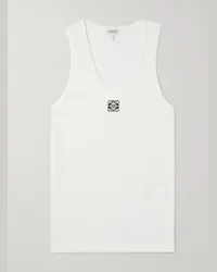 Loewe Tanktop aus gerippter Stretch-Baumwolle mit Logostickerei Weiß