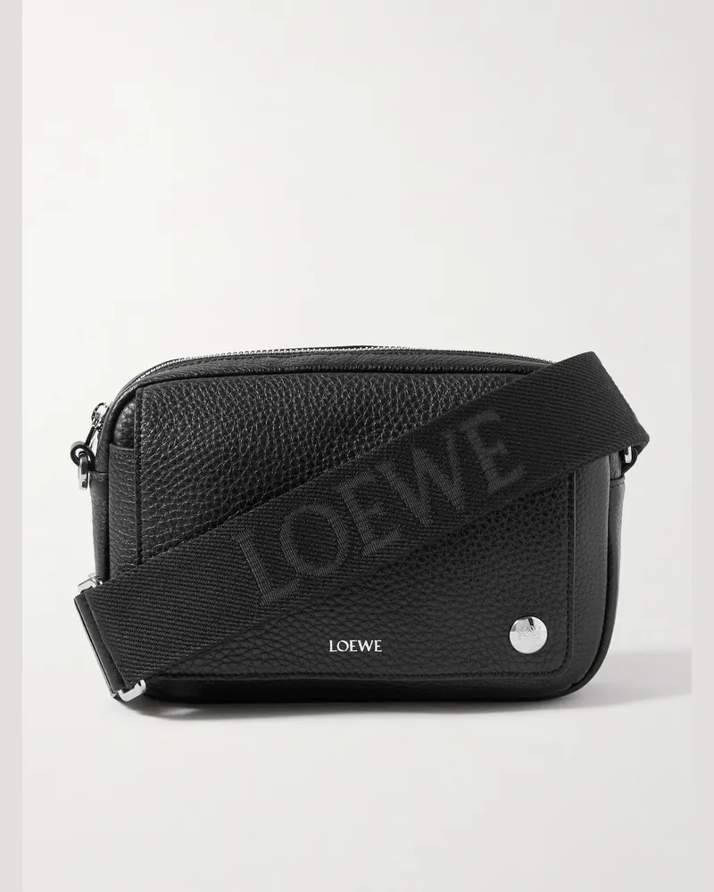 Loewe Pebble Full-Grain Leather Messenger Bag Black