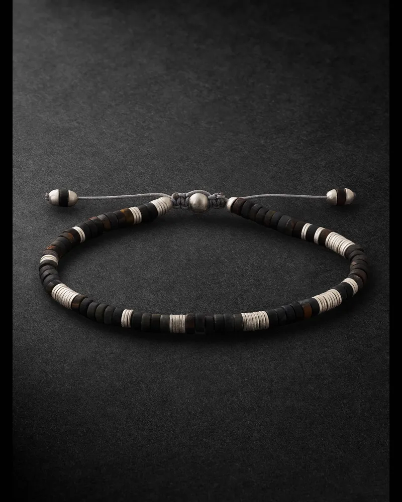 M. Cohen Armband mit Zierperlen aus Lapislazuli, Tigerauge und Sterlingsilber Schwarz