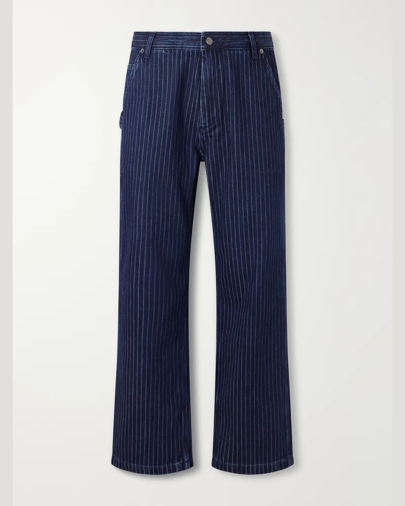 Aimé Leon Dore Painter Straight-Leg Striped Jeans Blue