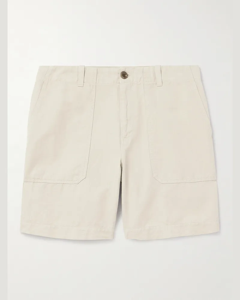 MR P. Gerade geschnittene Cargoshorts aus einer Baumwoll-Leinenmischung Neutral