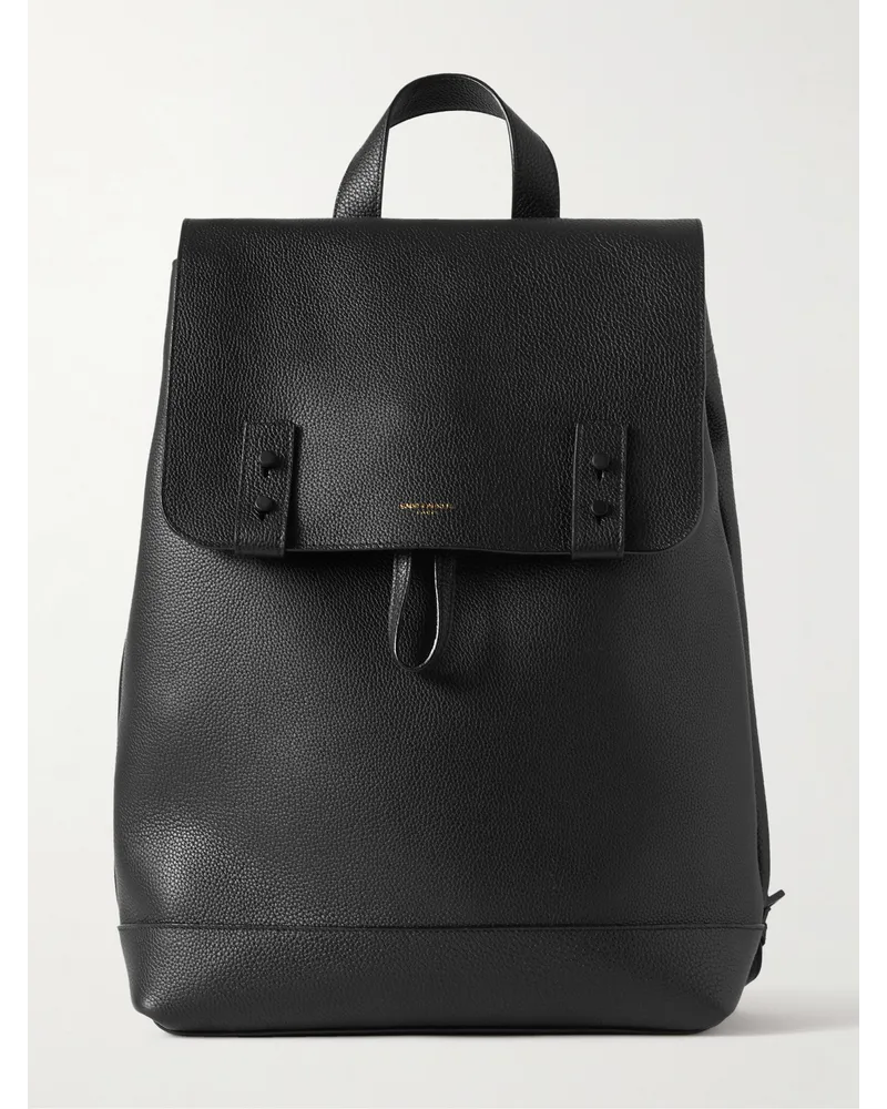 Saint Laurent Rucksack aus vollnarbigem Leder Schwarz